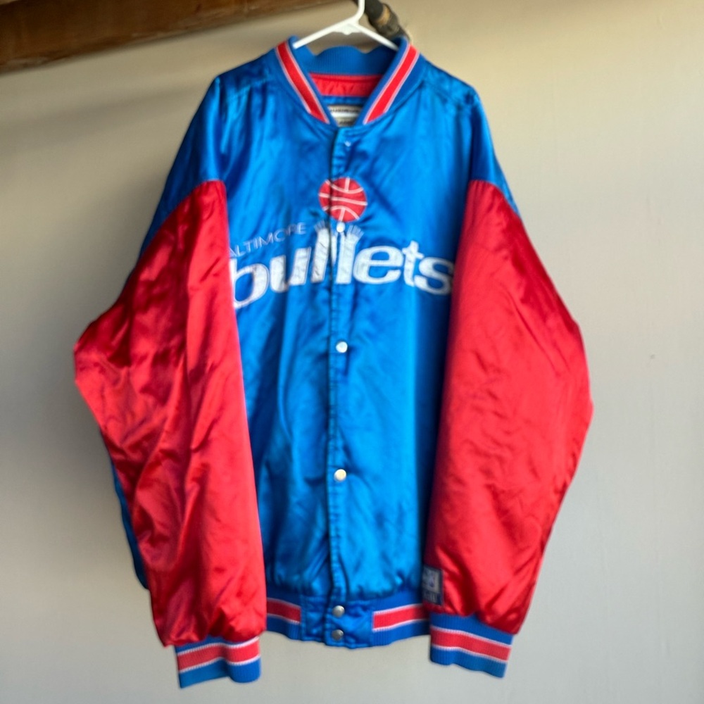BALTIMORE BULLETS Vtg Retro Hardwood Classics G-III Carl Banks Satin Jacket Coat